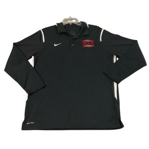 Nike Long Sleeve Polo Men M Black Good Big 12 Championship Dri-FIT‎ Sporty